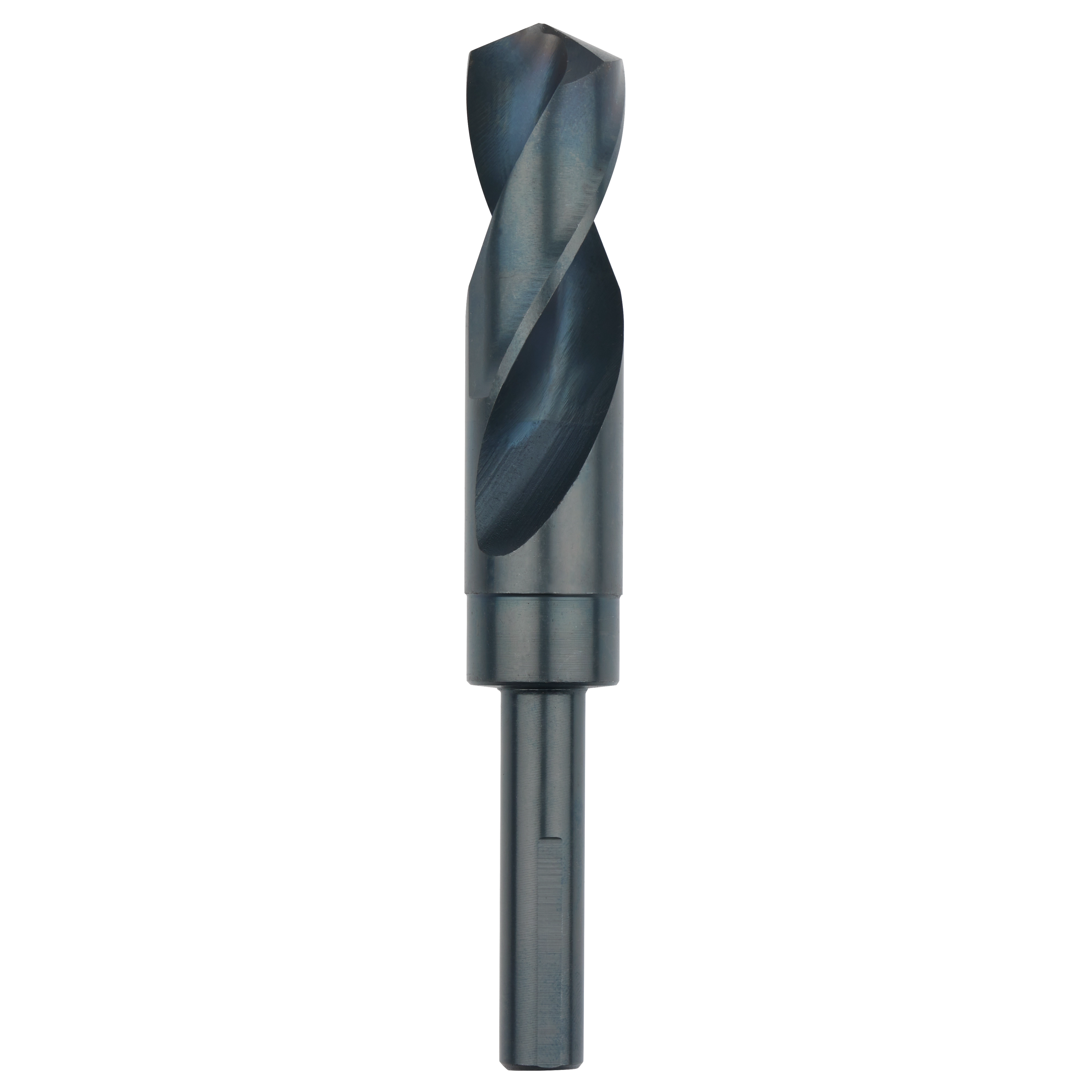 15/16" S&D Black Oxide Drill Bit with a round shank and spiral grooves, designed for efficient drilling in various materials.