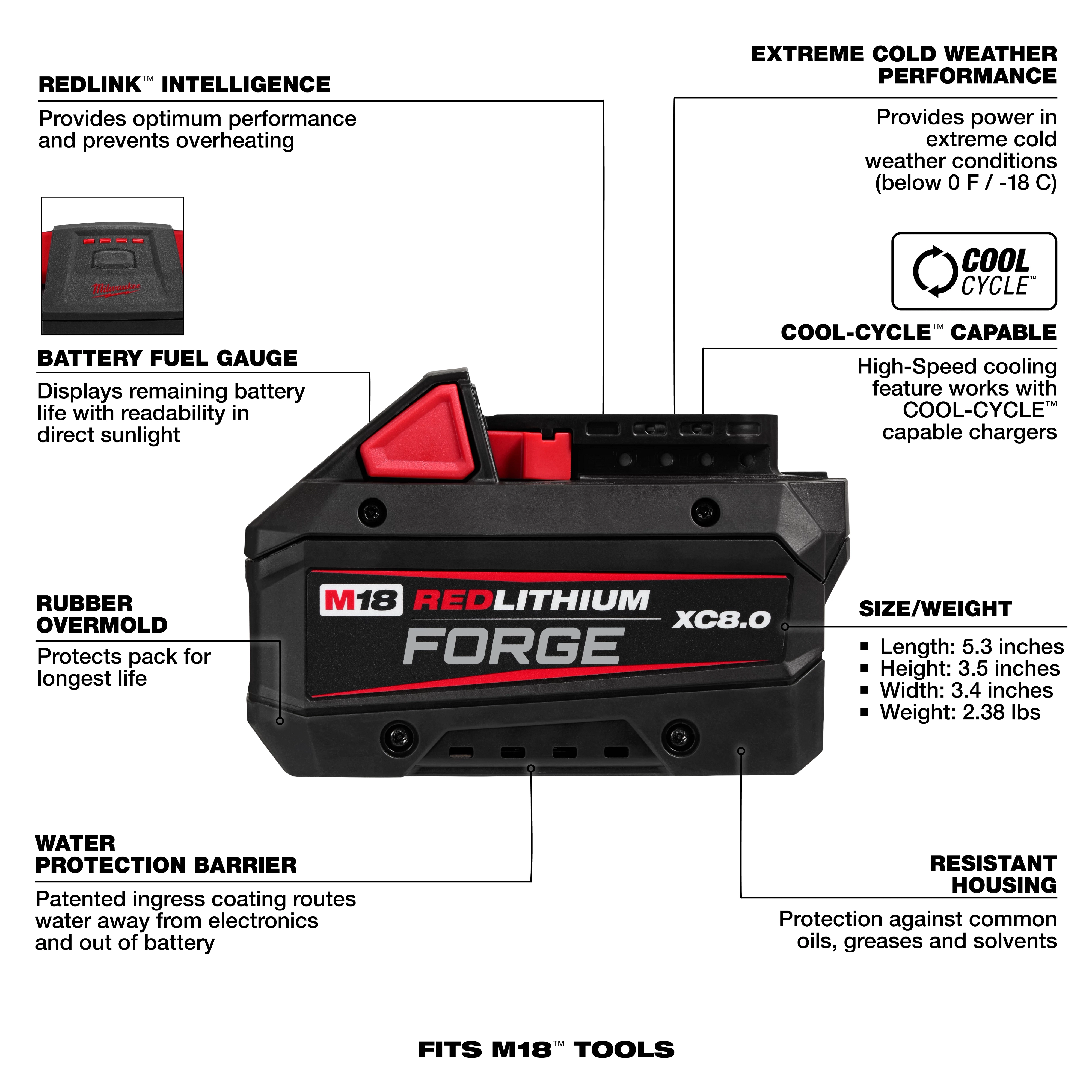 M18™ REDLITHIUM™ FORGE™ XC8.0 Battery Pack