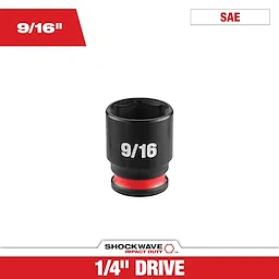 SHOCKWAVE Impact Duty 1/4" Drive 9/16" Standard 6 Point Socket centered on a white background.