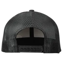 Black mesh GRIDIRON TRUCKER HAT shown from the back, featuring an adjustable snap closure and a curved brim.