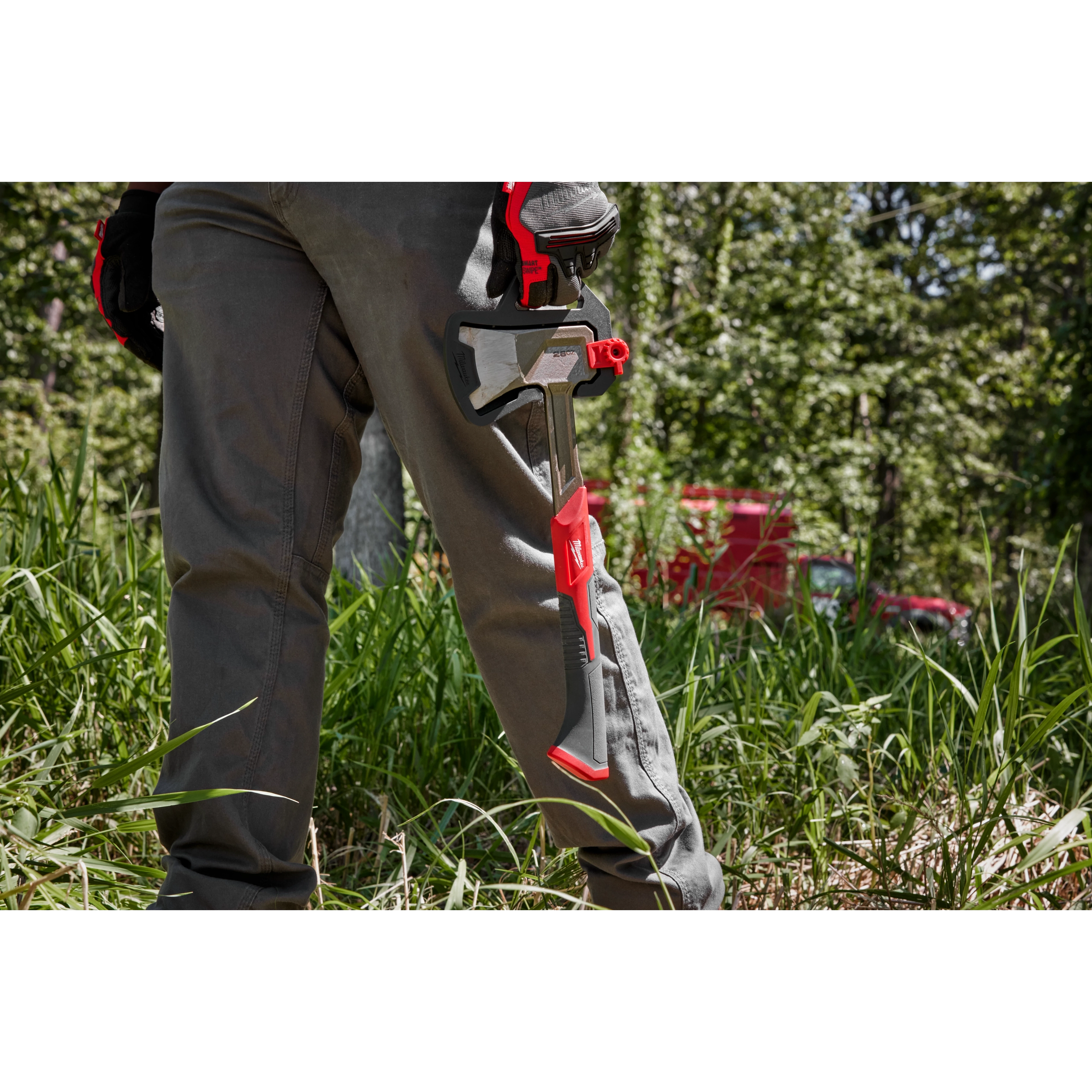 Worker using the 16” Splitting Axe
