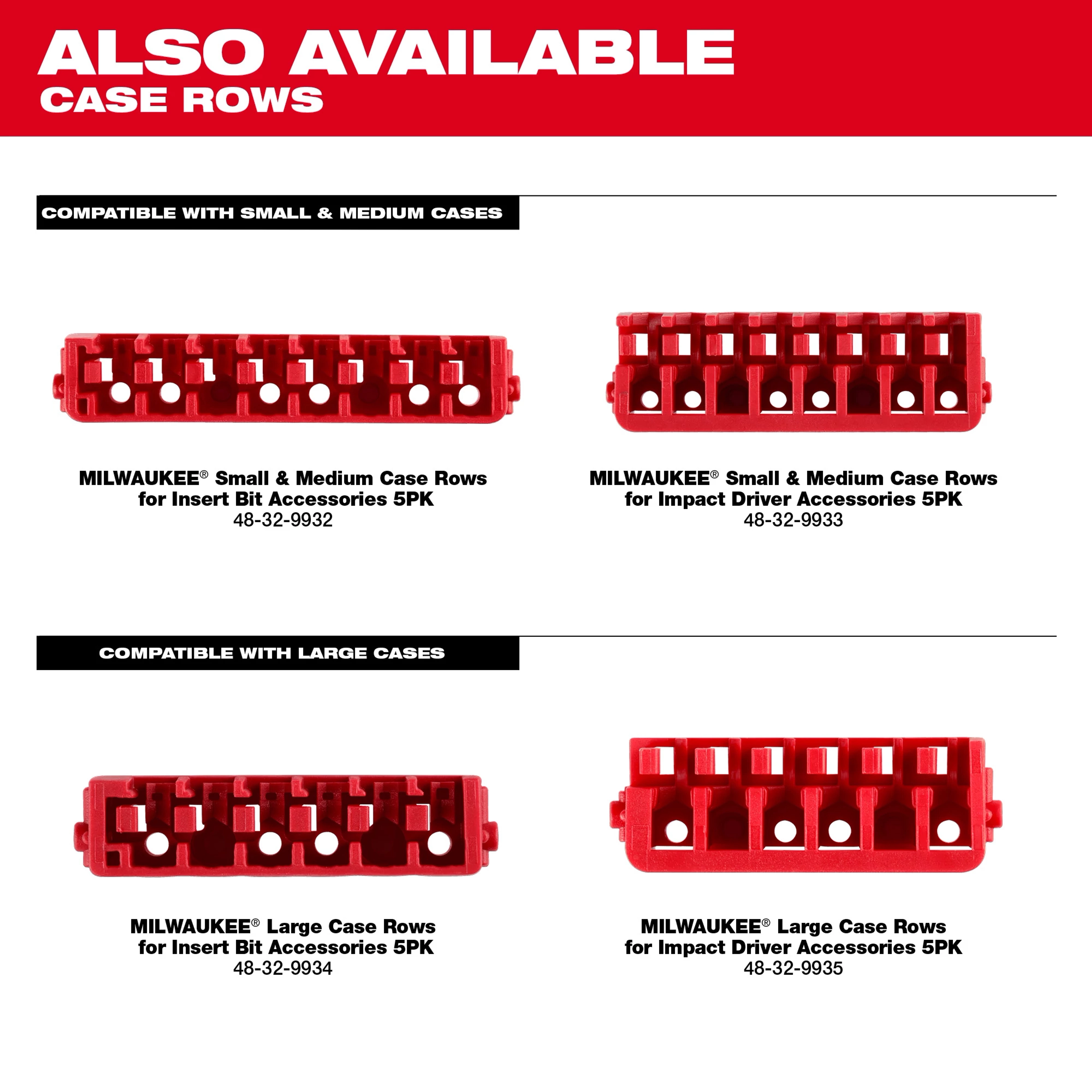 Available Case Rows for MILWAUKEE® Customizable Cases