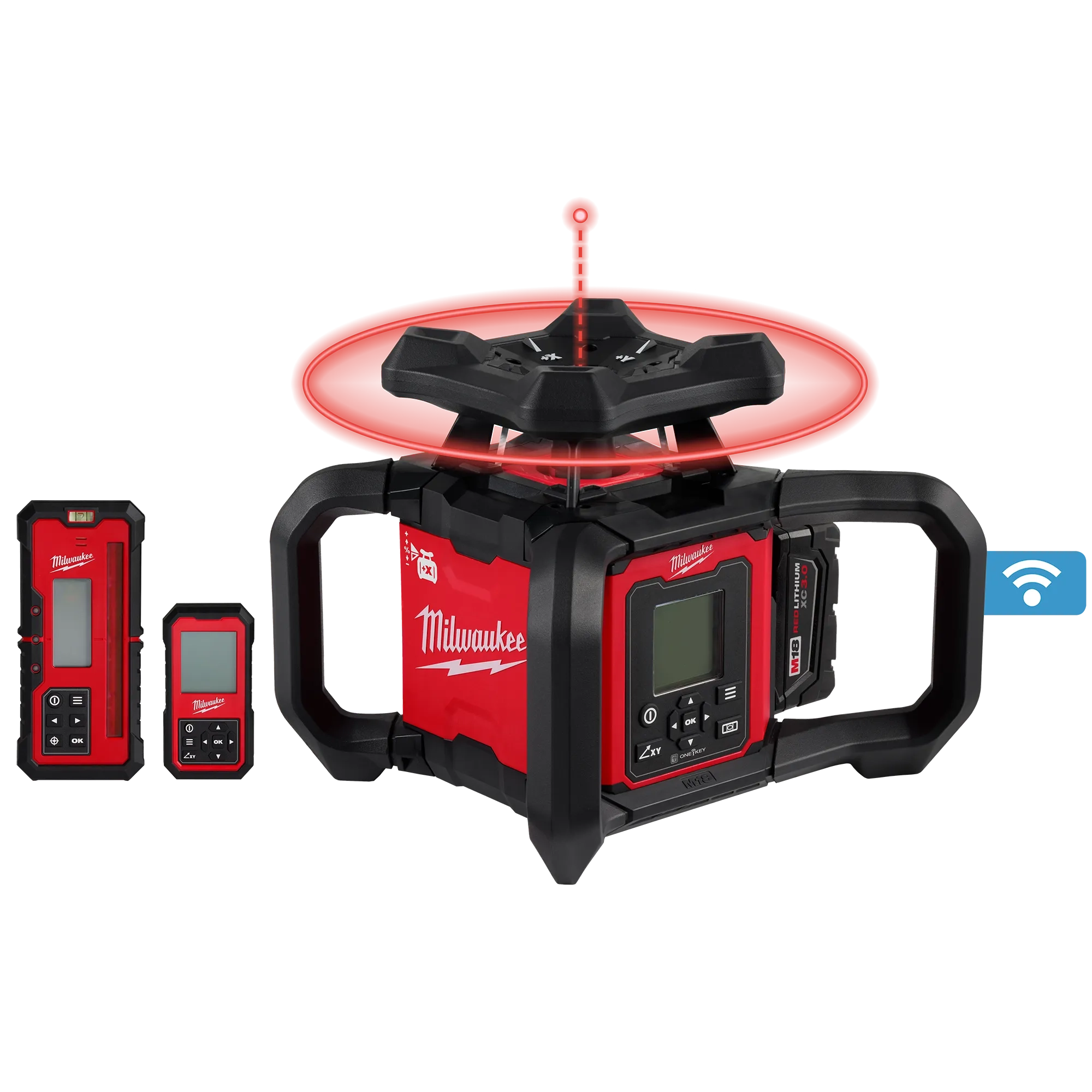 M18™ Red Exterior Dual Slope Rotary Laser Level Kit w/ Receiver & Remote