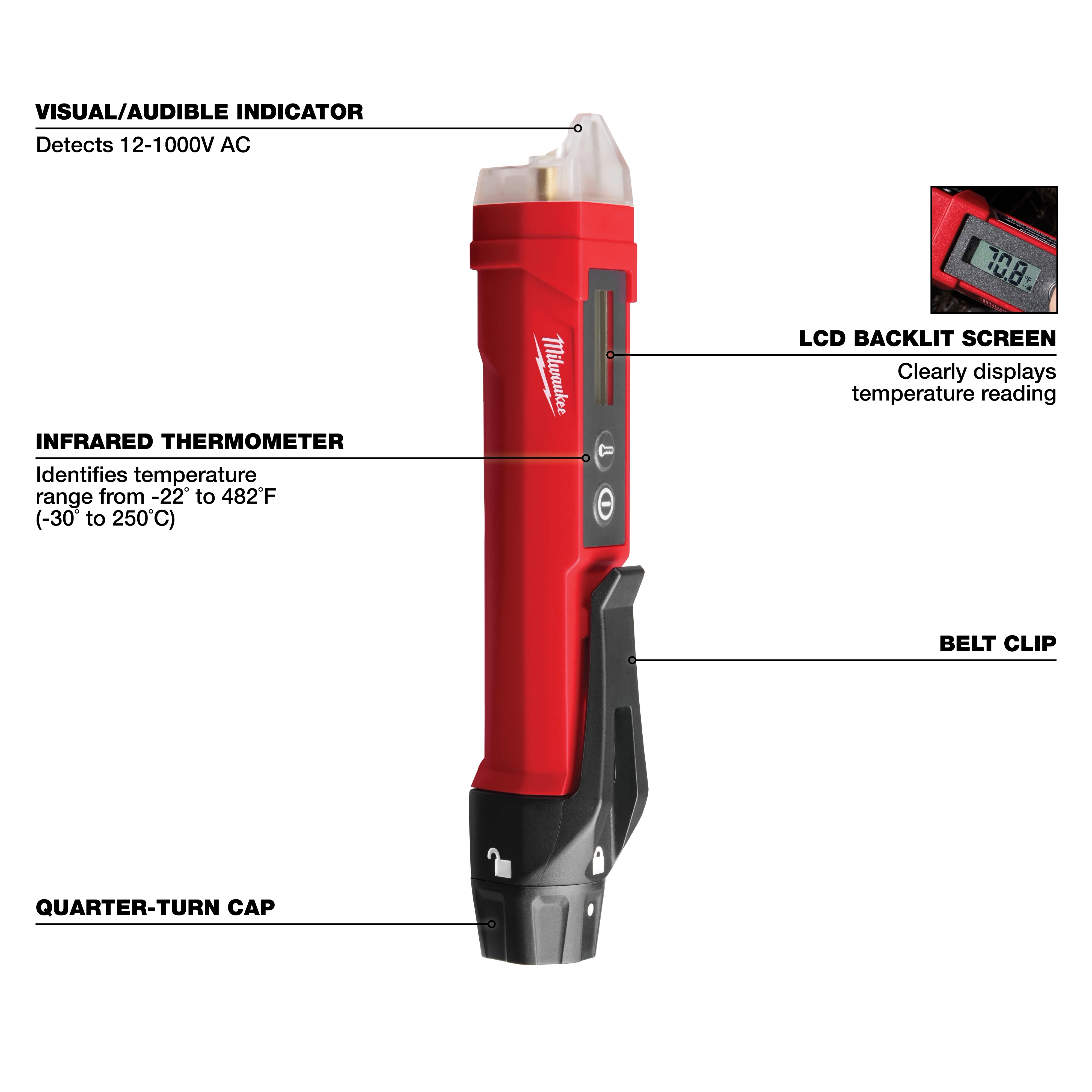 Non-Contact Voltage Detector w/ Laser Infrared Thermometer