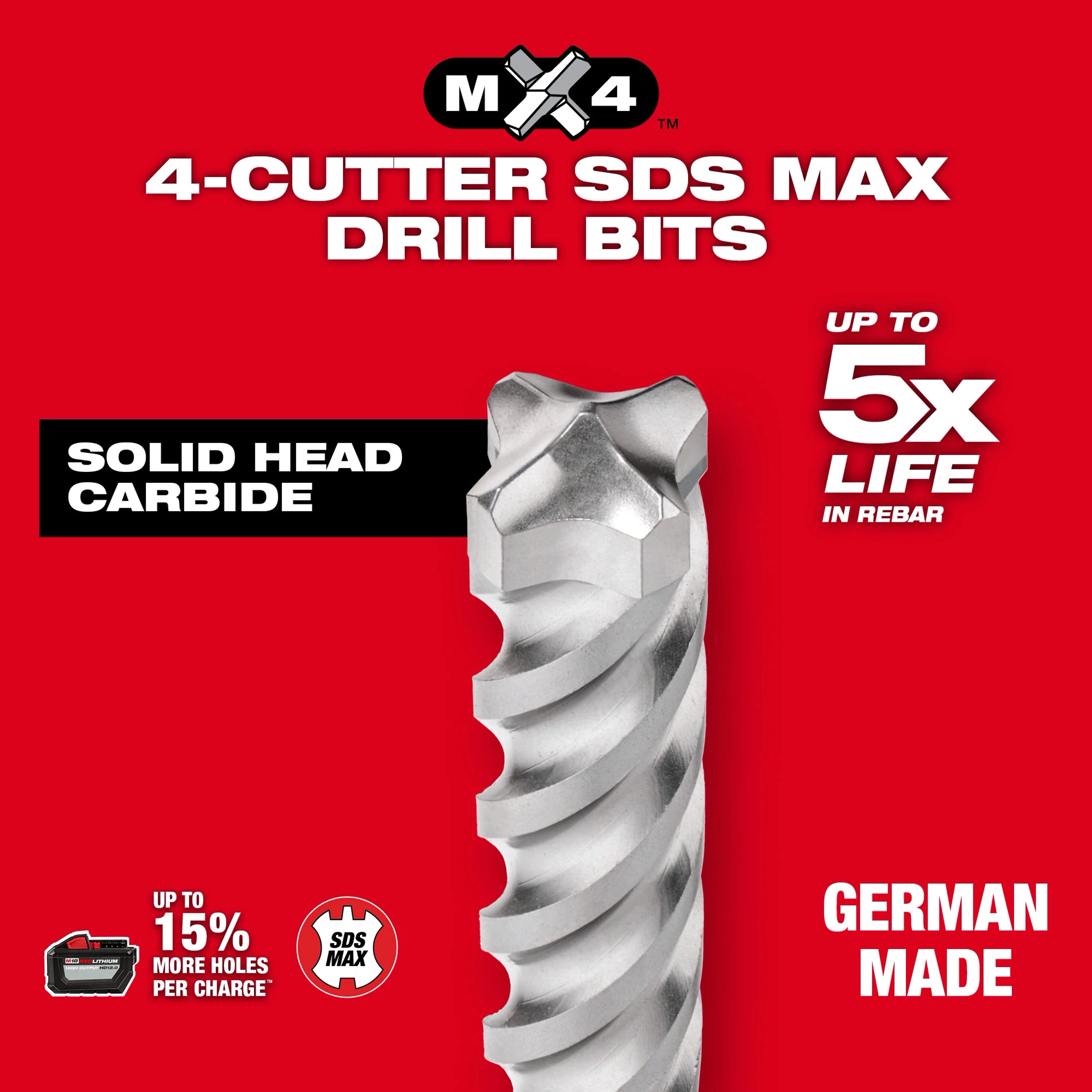 Next Gen MX4 4-Cutter Rotary Hammer Drill Bit USP Image