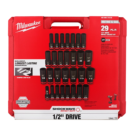 アメリカ　セット 4袋 Milwaukee 49-66-7014 Shockwave Impact Duty Drive Sockets - Set of