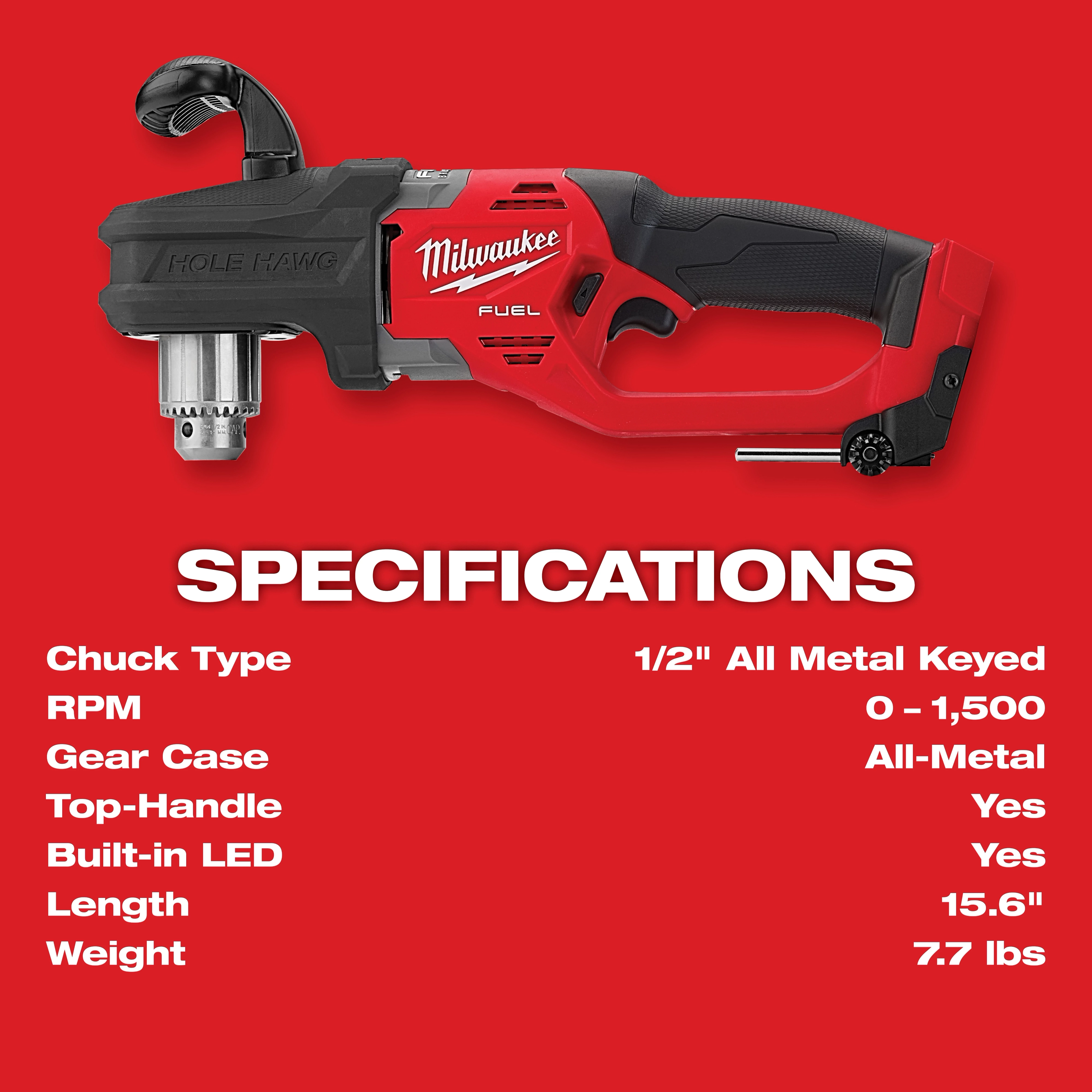 M18 FUEL™ HOLE HAWG® 1/2" Right Angle Drill