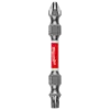 The image shows a SHOCKWAVE™ PH2/T25 Impact Duty Double Ended Bit with a red Milwaukee logo on the shaft. The bit has PH2 and T25 ends for versatile use in power tools.