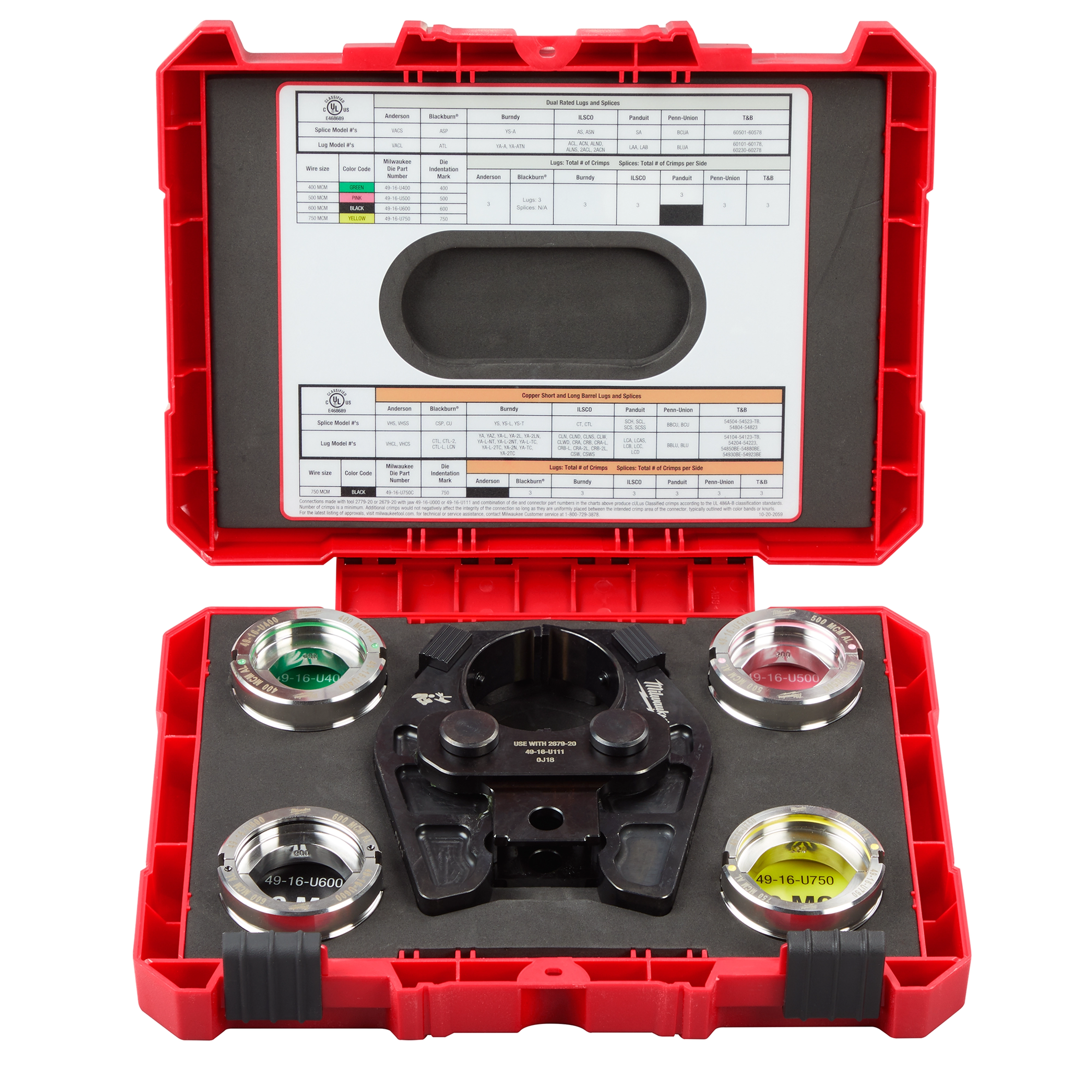 750 MCM Cu/Al Crimping Jaw with 750 MCM Al 6T U Style Dies
