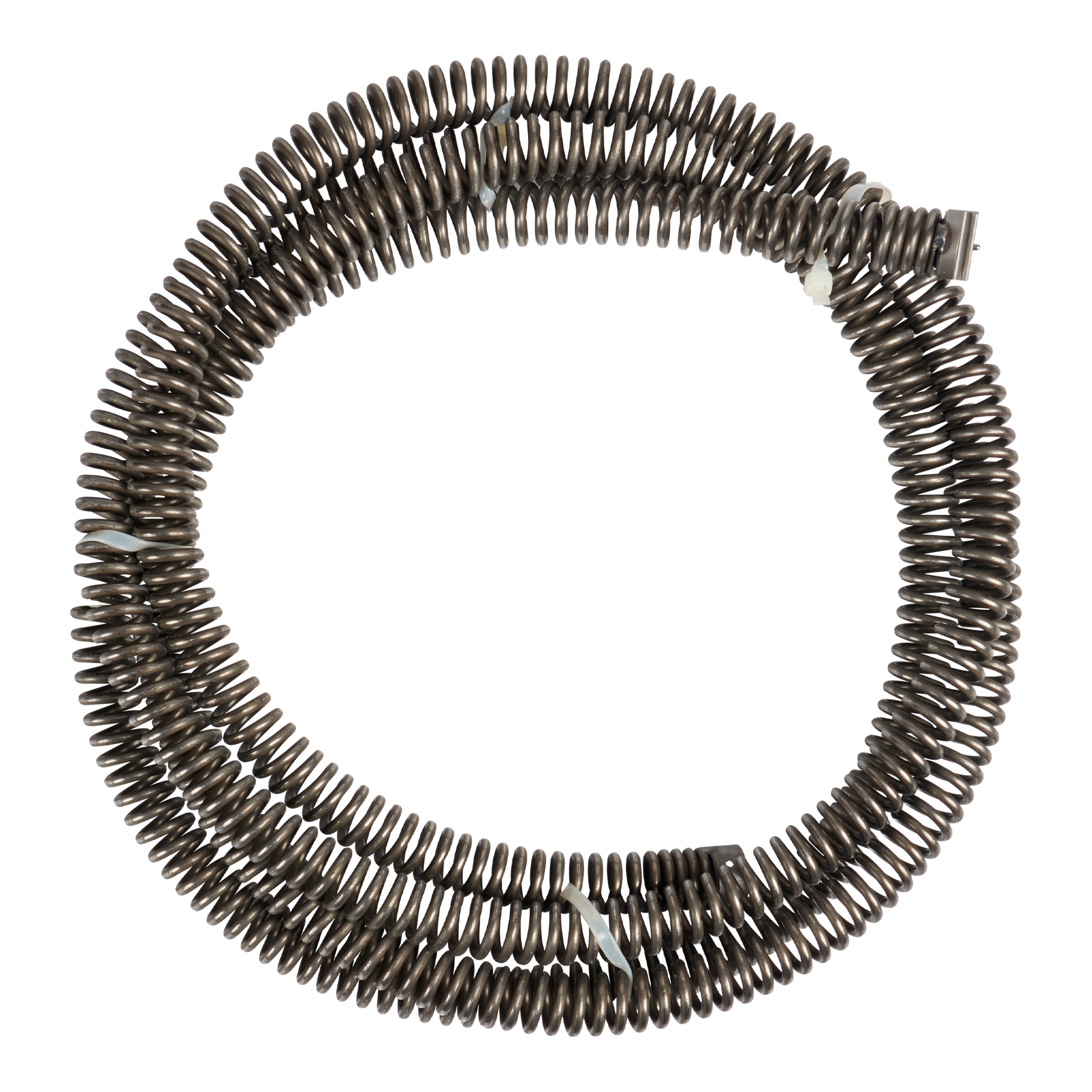 Circular, coiled metal cable used in plumbing tasks, named %2Afor%20web%20use%20only. Designed for pipe clearing and unclogging.