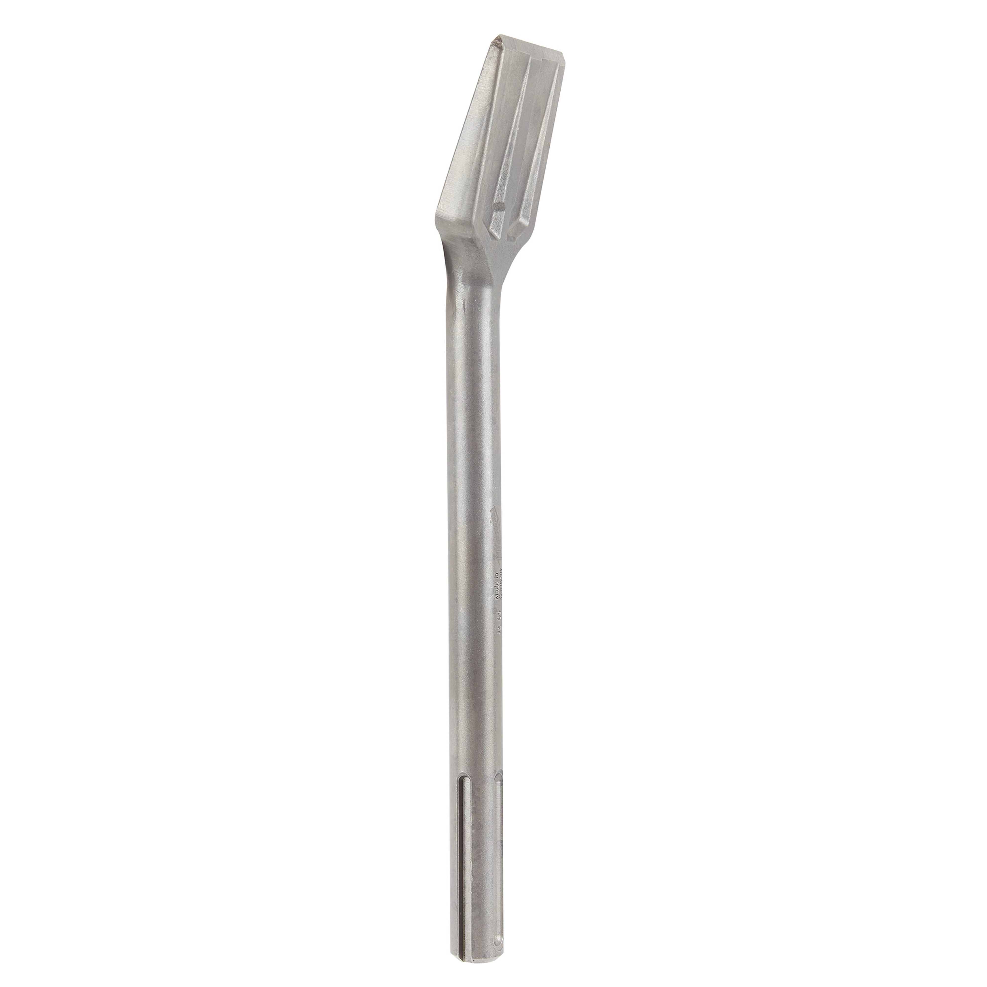 SDS-MAX SCRAPING chisel with long silver shaft and flat, angled tip suitable for heavy-duty scraping and material removal tasks.