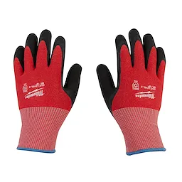 Cut Level 2 Winter Dipped Gloves - M are red and black winter gloves with rubber-dipped palms and a Cut Level 2 rating.