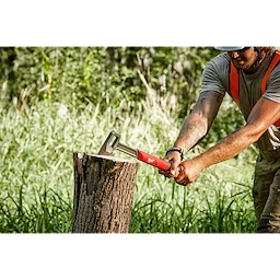 Worker using the 26” Splitting Axe