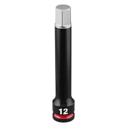 SHOCKWAVE Impact Duty 3/8" Drive 4" Hex 12mm Bit Socket standing upright with "12" marked near the base.