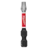 The image shows a SHOCKWAVE™ 2" Impact Duty TORX® T27 Power Bit. It features a red and black design with the Milwaukee logo in white on a red background. The T27 size is marked on the black portion of the bit.