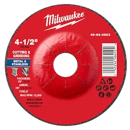 4-1/2" x 1/8" x 7/8" Dual Metal Cut & Grind Wheel - Type 27 for cutting and grinding metal and stainless steel.