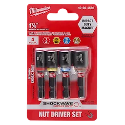 SHOCKWAVE Impact Duty 1-7/8" Magnetic Nut Driver Set 4PC includes four drivers with different size markings, packaged in a red blister pack.