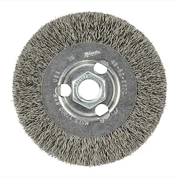 4" Radial Crimped Wheel made of carbon steel. The wheel features a central hexagonal silver hub with three bolt holes.