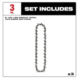 Set includes three saw chains