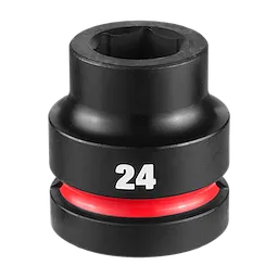 SHOCKWAVE Impact Duty 1" Drive 24MM Standard Impact Socket, black with a red band near the base, marked with "24".