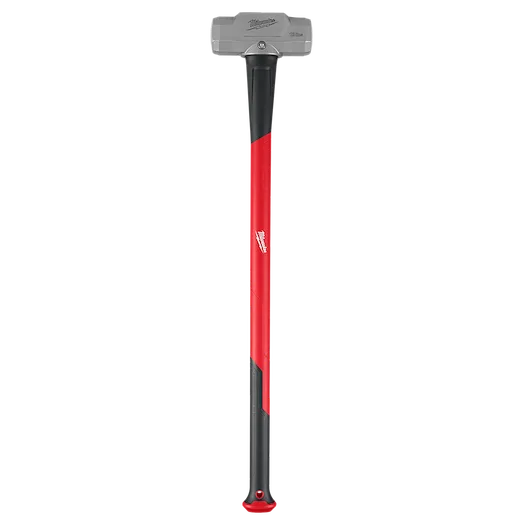 The 10lb Sledge Hammer (36” Handle) features a heavy-duty, gray metal head and a long, sturdy handle. The handle is primarily black with red accents, designed for durability and comfort during use.