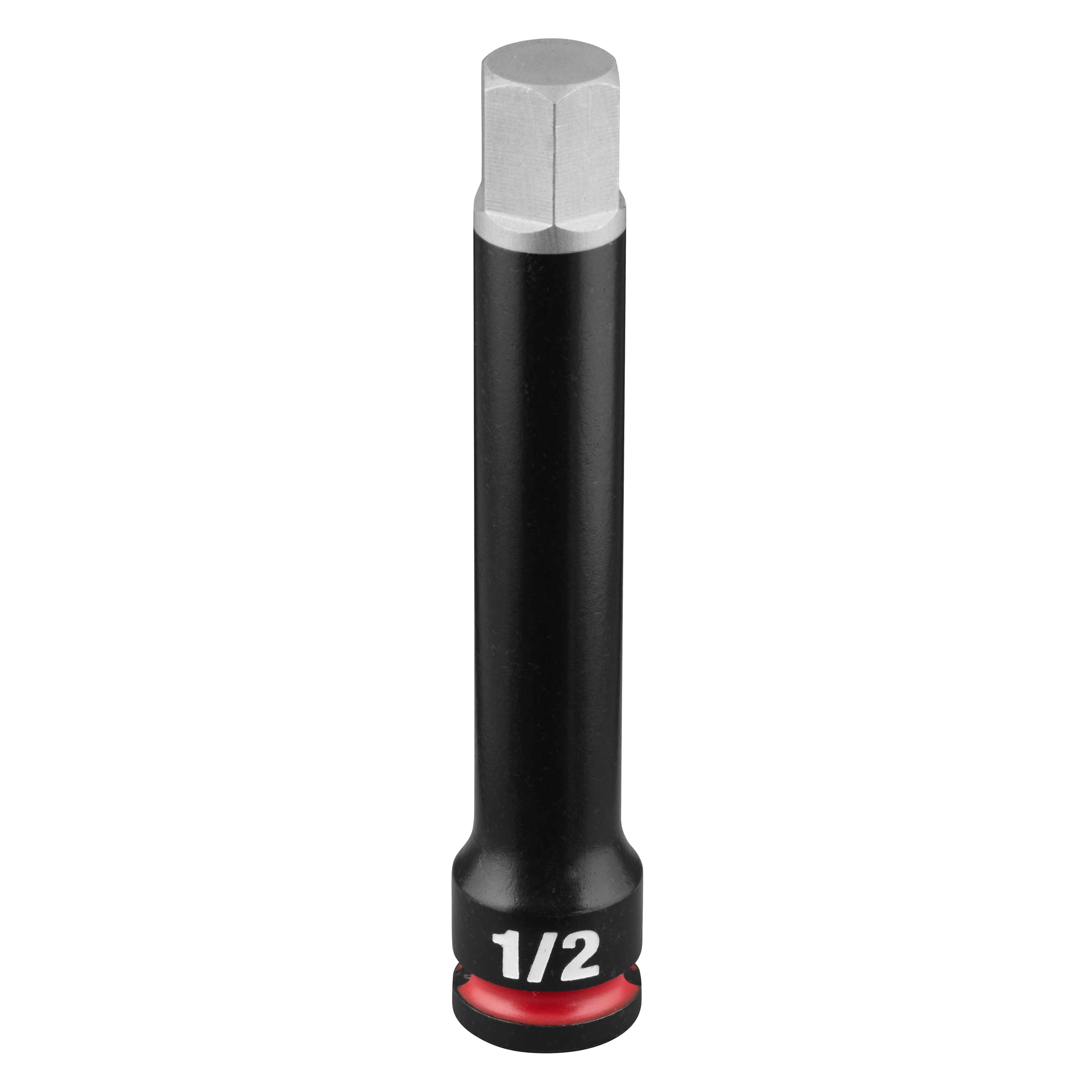 SHOCKWAVE Impact Duty 3/8" Drive 4" Hex 1/2 Bit Socket standing upright with 1/2 marking near the base.