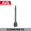 3 in. x 12 in. Steel Scaling Chisel Masonry Bit, designed for concrete applications. Spline or round/hex shank compatibility.