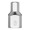 1/4" Drive 6mm Low-Profile Hex Bit Socket. The socket is made of polished metal with a hexagonal drive end. It features a clear "6" marking, indicating its size. The design is compact and geared for easy use in tight spaces.