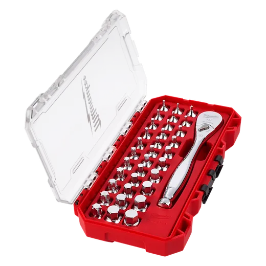 34pc 1/4” Drive Ratchet & Low-Profile Bit Socket Set
