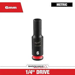 SHOCKWAVE Impact Duty 1/4" Drive 6MM Deep 6 Point Socket standing upright on a plain background.