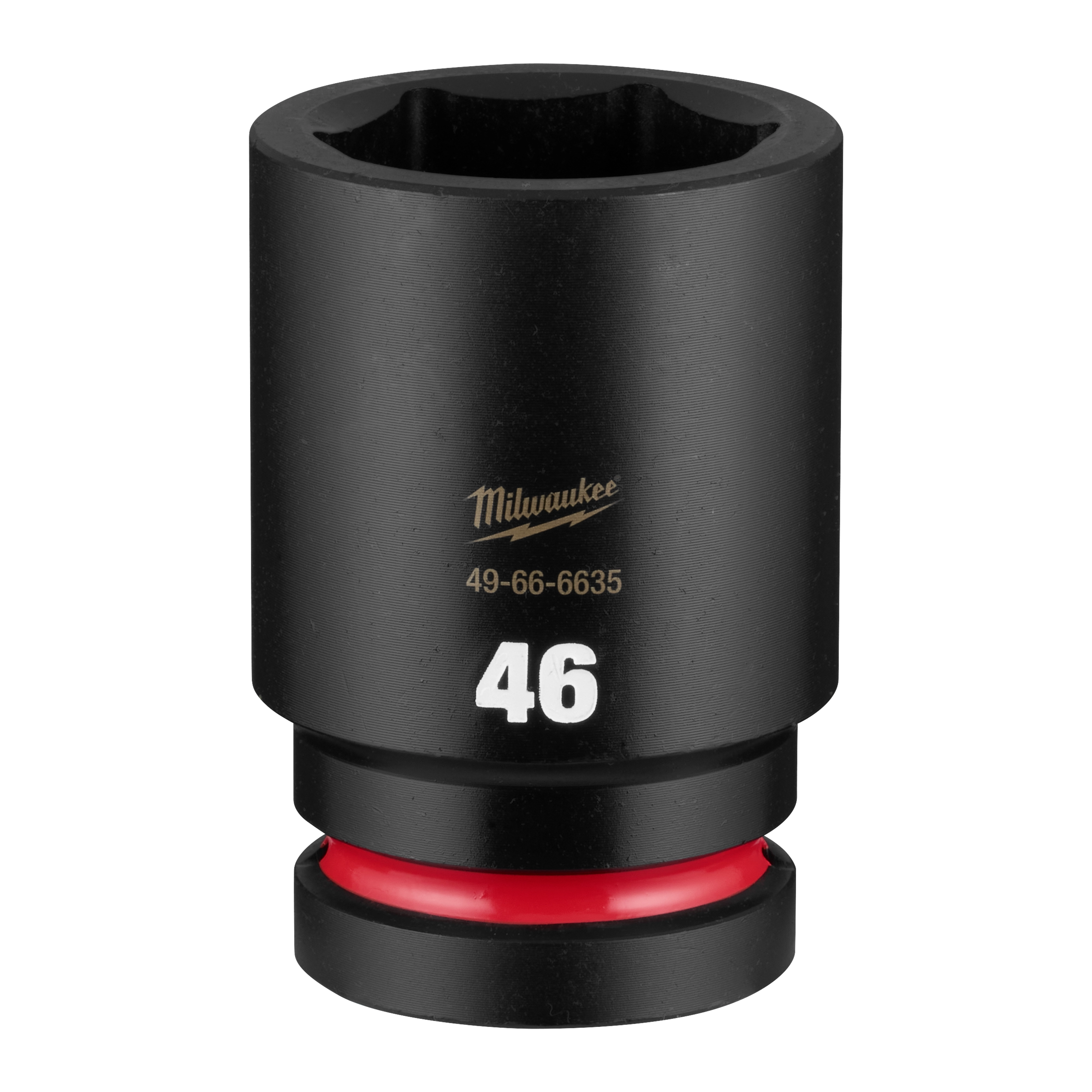 SHOCKWAVE Impact Duty 1" Drive 46mm Deep 6 Point Socket standing upright on a plain white background.