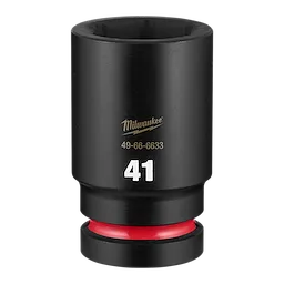 SHOCKWAVE Impact Duty 1" Drive 41mm Deep 6 Point Socket standing upright with 41 marking and a red ring near the base.