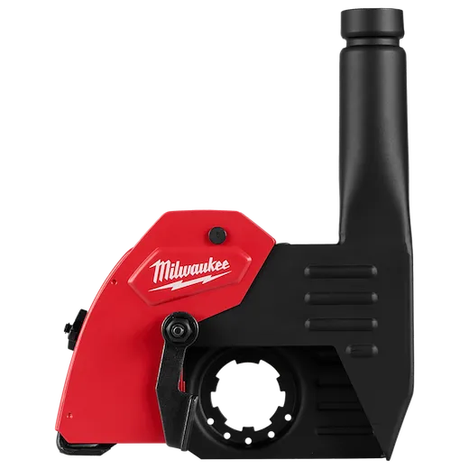 The 6" Tuckpointing Dust Shroud by Milwaukee has a red and black design. It features an adjustable guard and a dust port for clean and efficient tuckpointing. The shroud fits most standard angle grinders, enhancing safety and dust control during masonry work.