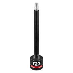 SHOCKWAVE Impact Duty 3/8" Drive 4" Torx T27 Bit Socket standing upright on a plain background.