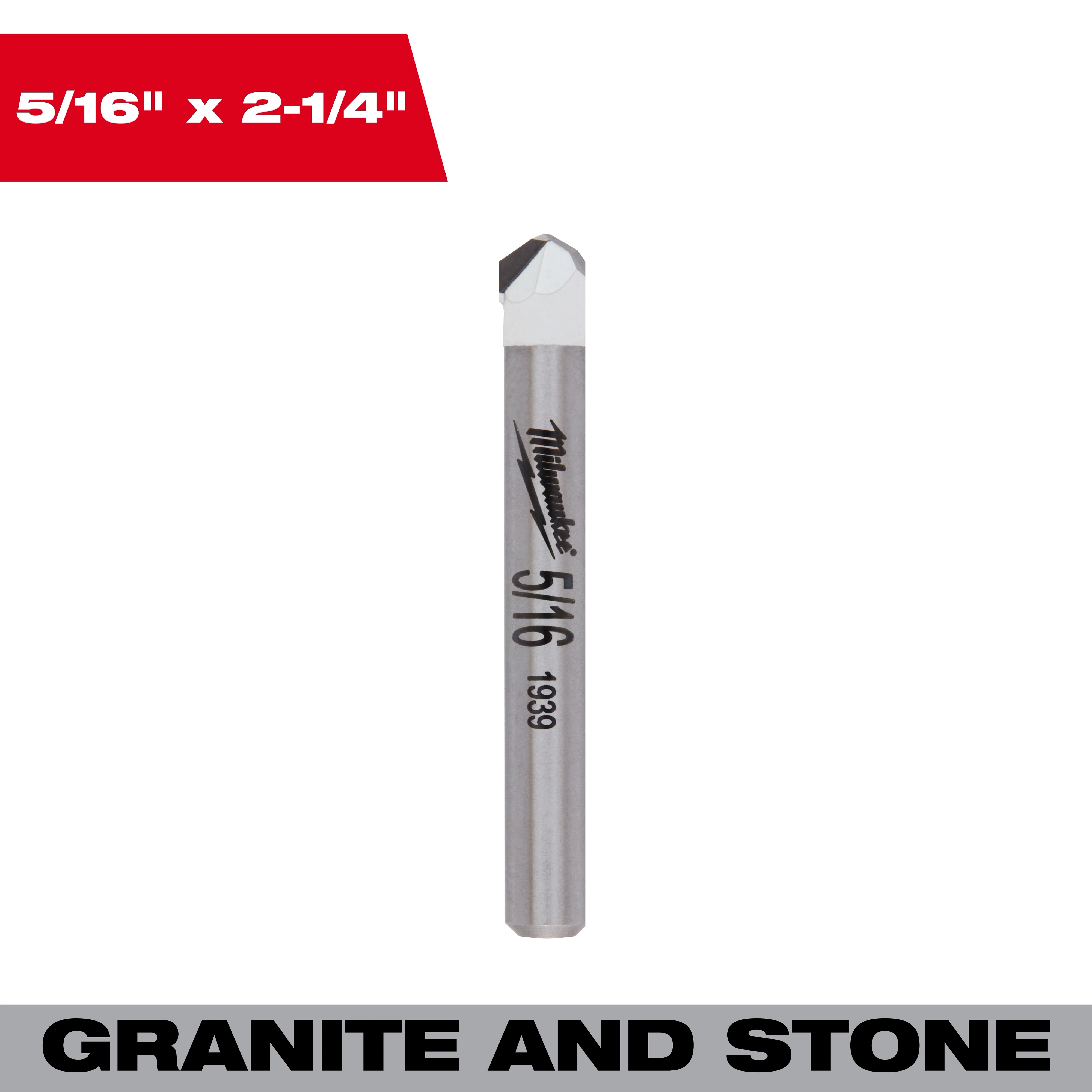 5/16" Granite and Stone Bit standing upright on a plain background with size text above and label below.
