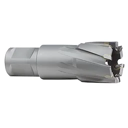 1-1/16" Annular Cutter with a cylindrical shape, sharp cutting edges, and a reinforced shank, designed for precision metal drilling.