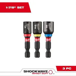 SHOCKWAVE Impact Duty 1-7/8" Magnetic Nut Driver Set 3PC features three drivers in sizes 1/4", 5/16", and 3/8".