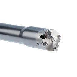 SDS MAX Vacuum Bits depicted in the image has a steel body, designed specifically for efficient dust extraction drilling. The bit features a carbide-tipped head with multiple cutting edges and vacuum holes for dust removal.