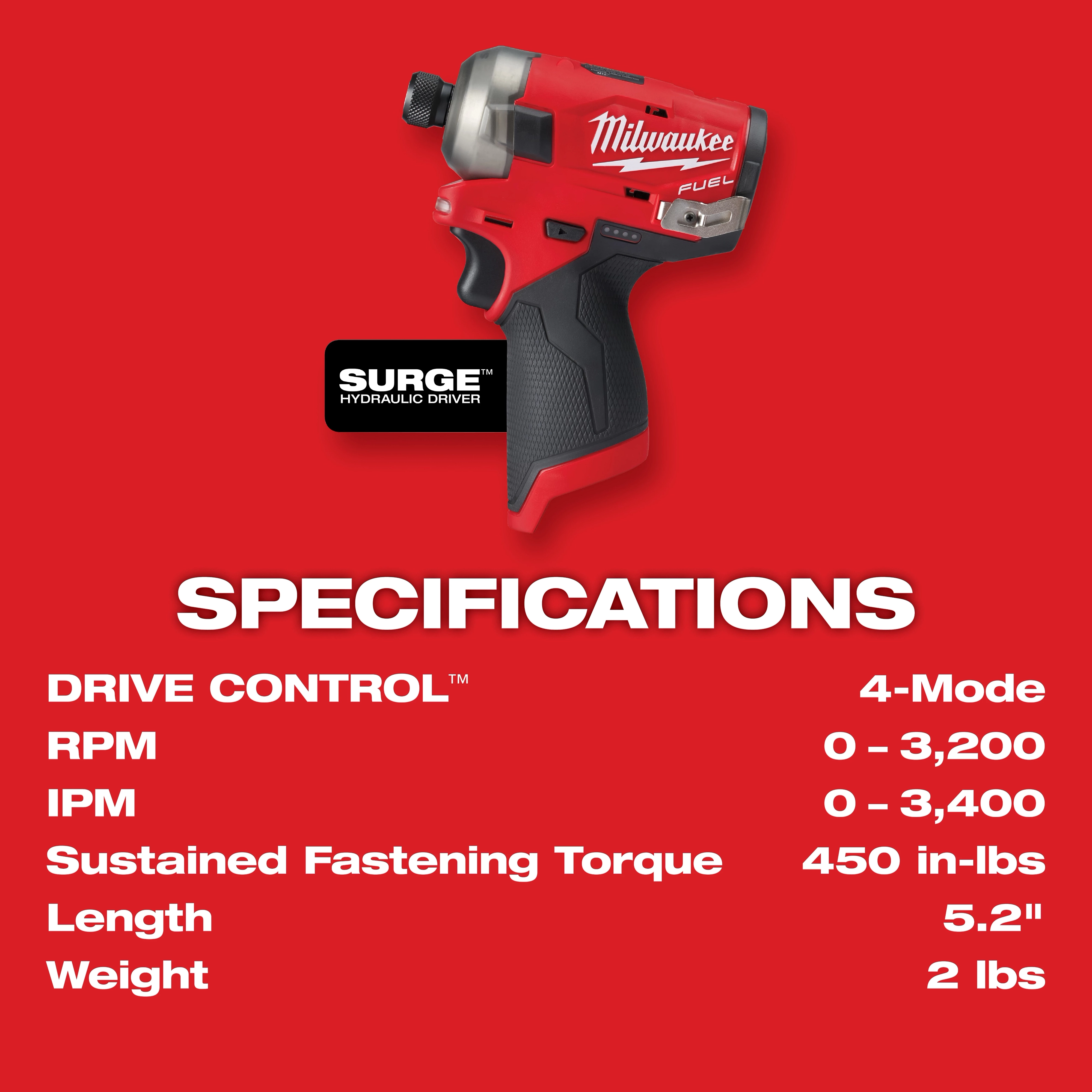 M12 FUEL™ SURGE™ 1/4" Hex Hydraulic Driver