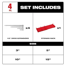 4pc 1/2” Drive Extension Set