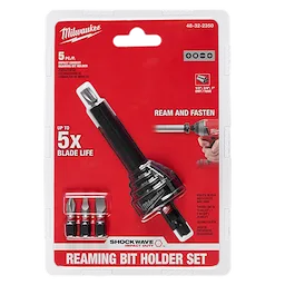 The image is currently unavailable due to processing. It should show a SHOCKWAVE™ Conduit Reaming Bit Holder, a tool designed to hold and ream conduit bits efficiently.