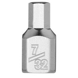 1/4" Drive 7/32" Low-Profile Hex Bit Socket made of metal with a hexagonal bit and "7/32" engraved on the side. Suitable for tightening or loosening hex screws.
