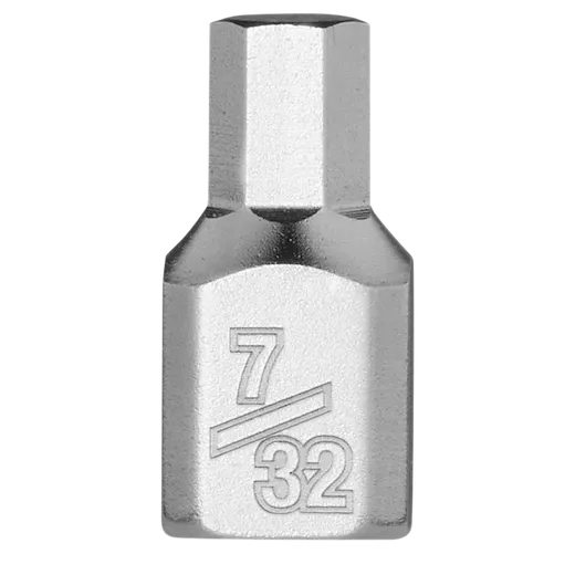 1/4" Drive 7/32" Low-Profile Hex Bit Socket made of metal with a hexagonal bit and "7/32" engraved on the side. Suitable for tightening or loosening hex screws.