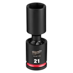 SHOCKWAVE Impact Duty 1/2" Drive 21MM Deep Swivel Socket standing upright with the number 21 on its base.