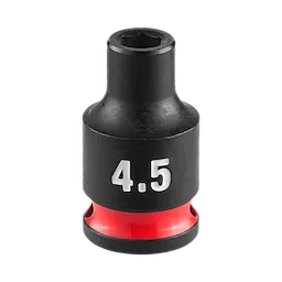 SHOCKWAVE Impact Duty 1/4" Drive 4.5MM Standard Impact Socket, black with white "4.5" marking and red ring near the base.