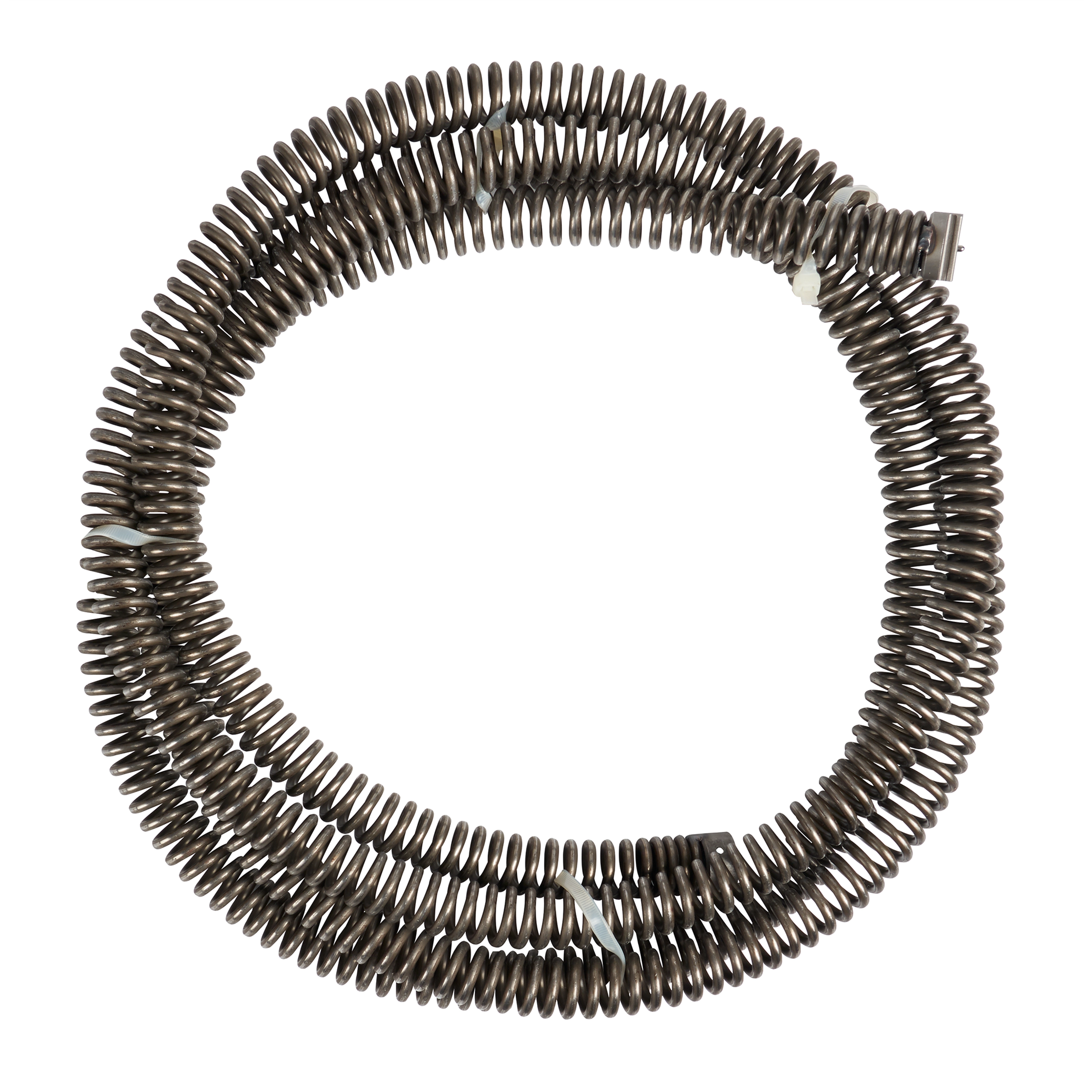 Coiled metal wire forming the 1-1/4" x 15' All Purpose Open Wind Sectional Cable, used for various cleaning and plumbing applications. The cable is made of strong, durable metal wire for effective operation.