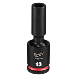 SHOCKWAVE Impact Duty 1/2" Drive 13MM Deep Swivel Socket standing upright with 13 marking and red ring at base.