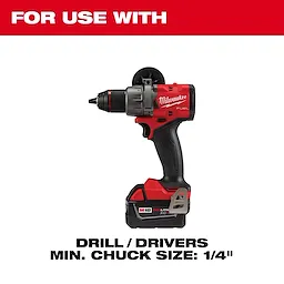 1/4 Drill Drivers For Use With features a red, cordless power drill with a minimum chuck size of 1/4 inch.