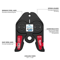 ZoomLock MAX Press Jaw for M18 FORCE LOGIC Press Tools features durable steel jaws, spring-loaded design, and easy open jaws for one-handed use.