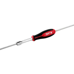 1/2" HollowCore Magnetic Nut Driver with a black and red ergonomic handle, positioned on a threaded rod.